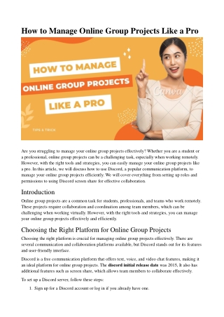 How to Manage Online Group Projects Like a Pro