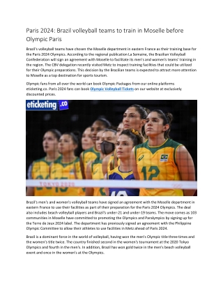 Paris 2024 Brazil volleyball teams to train in Moselle before Olympic Paris