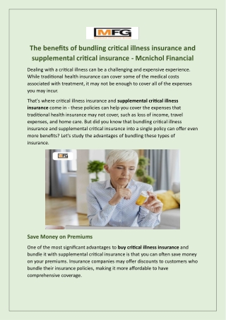 Buy critical illness insurance - Mcnichol Financial