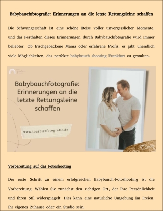 Stellen Sie sich das Schwangerschaftsglück beim Babybauch-Shooting in Frankfurt