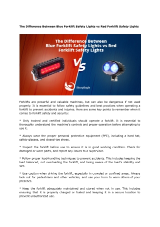 The Difference Between Blue Forklift Safety Lights vs Red Forklift Safety Lights