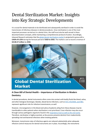 Dental Sterilization Market: Insights into Key Strategic Developments