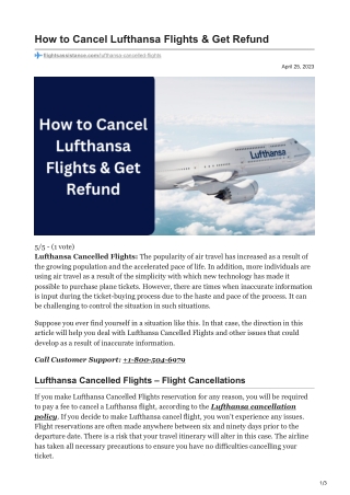 How to Cancel Lufthansa Flights amp Get Refund
