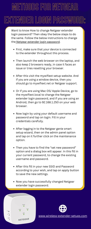 Methods for Netgear extender login password