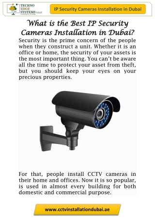 What is the Best IP Security Cameras Installation In Dubai?