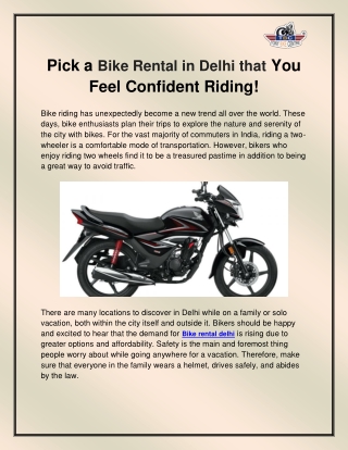 Bike rental Delhi