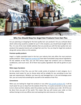 Why You Should Shop For Angel Hair Products From Hair Plus