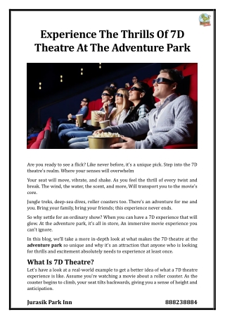 Experience The Thrills Of 7D Theatre At The Adventure Park