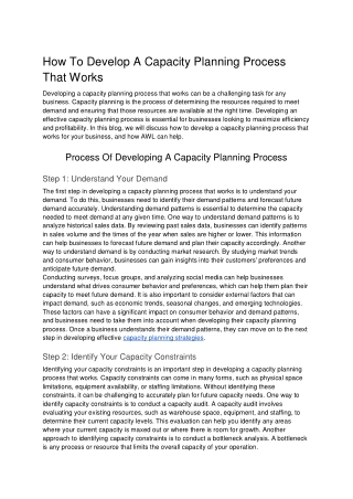 How To Develop A Capacity Planning Process That Works