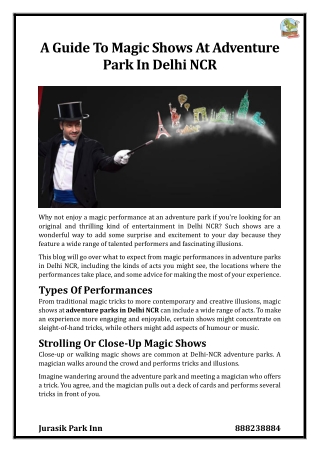 A Guide To Magic Shows At Adventure Park In Delhi NCR