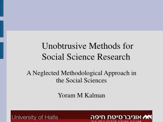 Unobtrusive Methods for Social Science Research