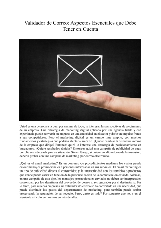 Validador de Correo Aspectos Esenciales que Debe Tener en Cuenta