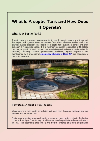 What Is A septic Tank and How Does It Operate?