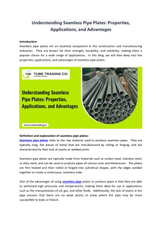 Understanding Seamless Pipe Plates Properties, Applications, and Advantages