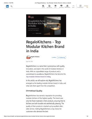 RegaloKitchens - Top Modular Kitchen Brand in India