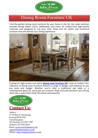 Dining Room Furniture UK