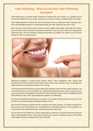 Teeth Whitening - What Are the Best Teeth Whitening Remedies?