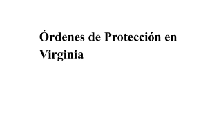 Orders of Protection in Virginia