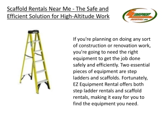 Scaffold Rentals Near Me - The Safe and Efficient Solution for High-Altitude Work