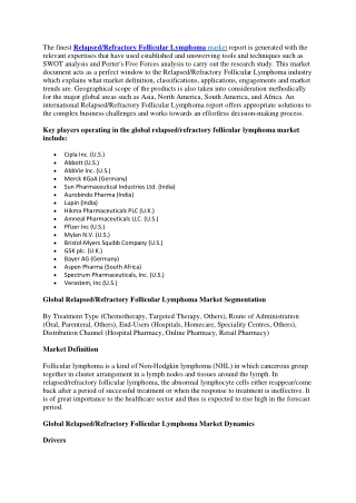 Relapsed Refractory Follicular Lymphoma Market