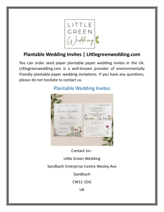 Plantable Wedding Invites  Littlegreenwedding.com