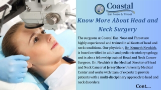 Know More About Head and  Neck Surgery - Coastal Ear, Nose and Throat