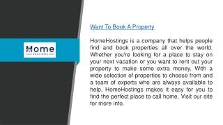 Want To Book A Property