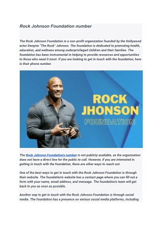 Rock Johnson Foundation number