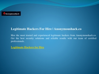 Legitimate Hackers For Hire  Anonymoushack.co