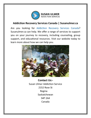 Addiction Recovery Services Canada Susanulmer.ca