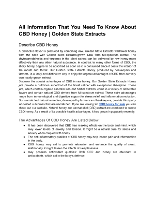All Information That You Need To Know About CBD Honey | Golden State Extracts