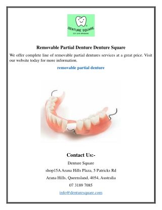 Removable Partial Denture Denture Square