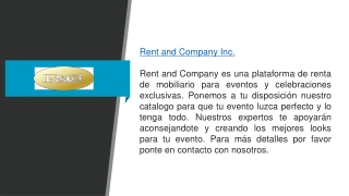 Rent and Company renta de mobiliario en tendencia  rentandcompany.com