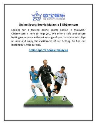 Online Sports Bookie Malaysia  Ob9my.com