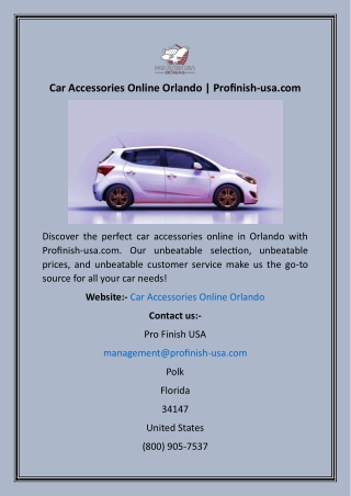 Car Accessories Online Orlando  Profinish-usa