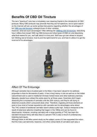 Benefits Of Full 1500mg Cbd Oil Tincture