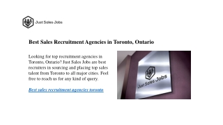 Best Sales Recruitment Agencies in Toronto, Ontario