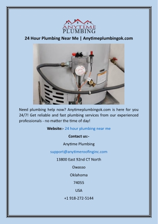 24 Hour Plumbing Near Me  Anytimeplumbingok