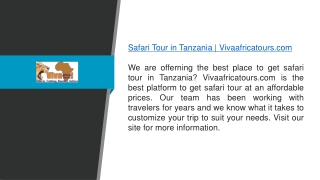 Safari Tour in Tanzania  Vivaafricatours.com