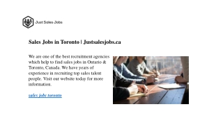 Sales Jobs in Toronto Justsalesjobs.ca
