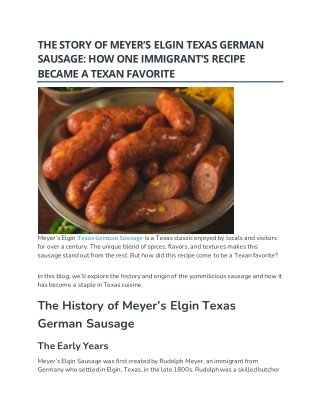 THE STORY OF MEYER’S ELGIN TEXAS GERMAN SAUSAGE HOW ONE IMMIGRANT’S RECIPE BECAME A TEXAN FAVORITE27