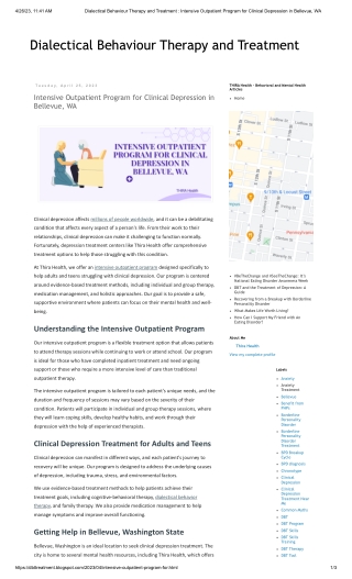 Intensive Outpatient Program for Clinical Depression in Bellevue, WA