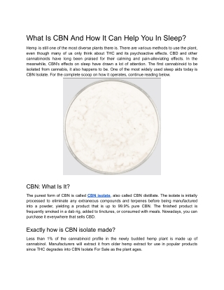 What Is CBN And How It Can Help You In Sleep?