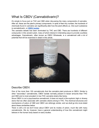 What Is CBDV (Cannabidivarin)?