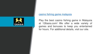 Casino Fishing Game Malaysia 126asia.com