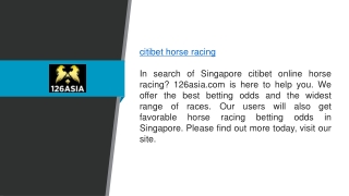 Citibet Horse Racing 126asia.com