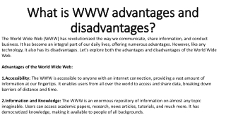 What is WWW advantages and disadvantages