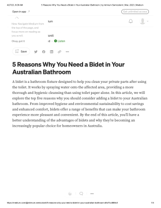 5 Reasons Why You Need a Bidet in Your Australian Bathroom _ by Ishmum Semicolonit _ Mar, 2023 _ Medium