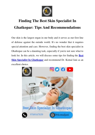 Best Skin Specialist In Ghatkopar Call-9769167039