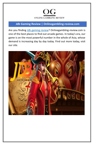 Jdb Gaming Review | Onlinegambling-review.com